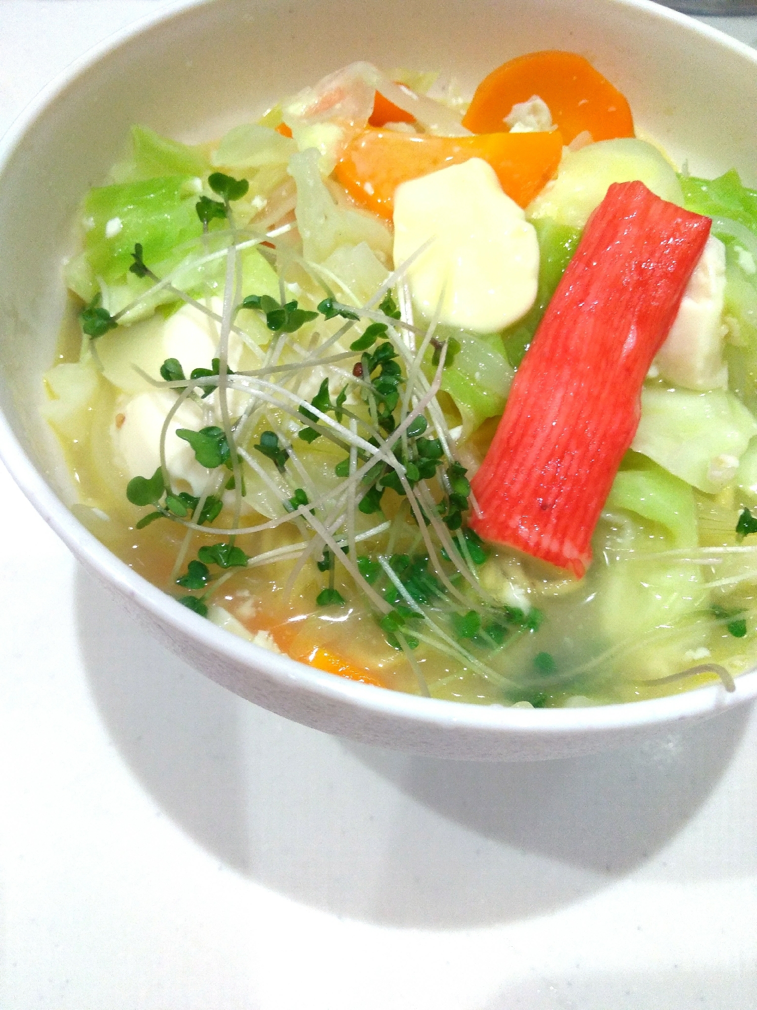 野菜と豆腐の♪家庭の煮込みラーメン（塩バター）