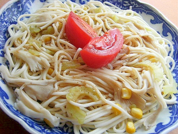 冷凍ゴーヤ＆舞茸❤ぶっかけうどん♪（すり胡麻ダレ）