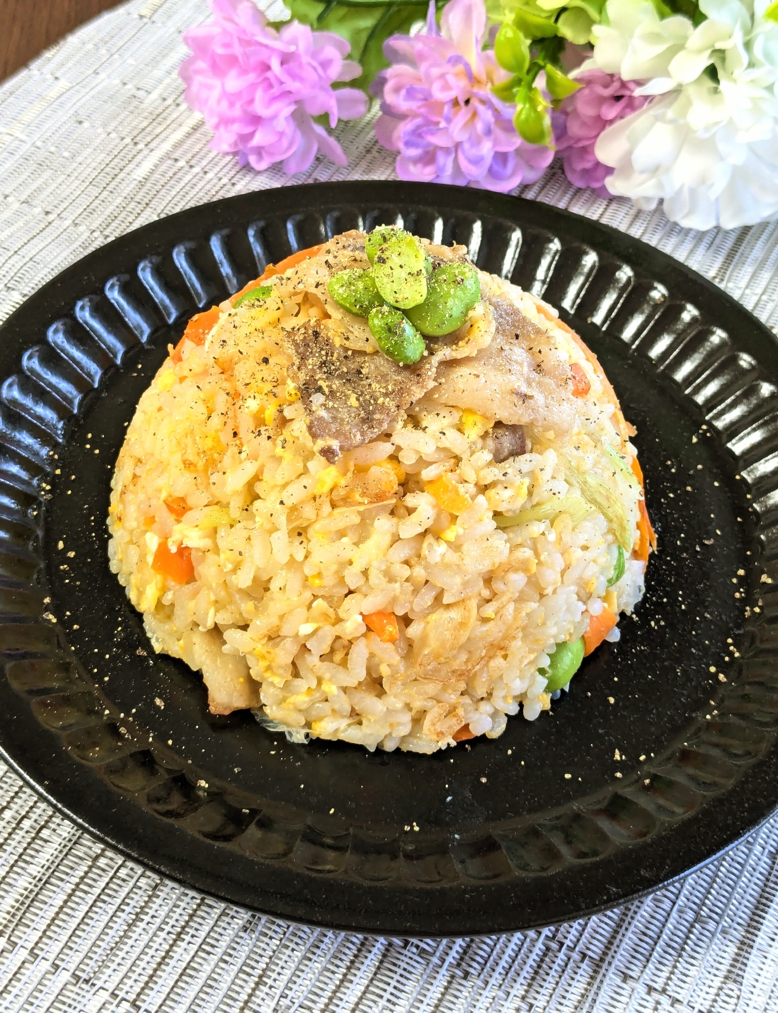 にんにくなし！〜豚バラ肉と余り野菜のチャーハン〜