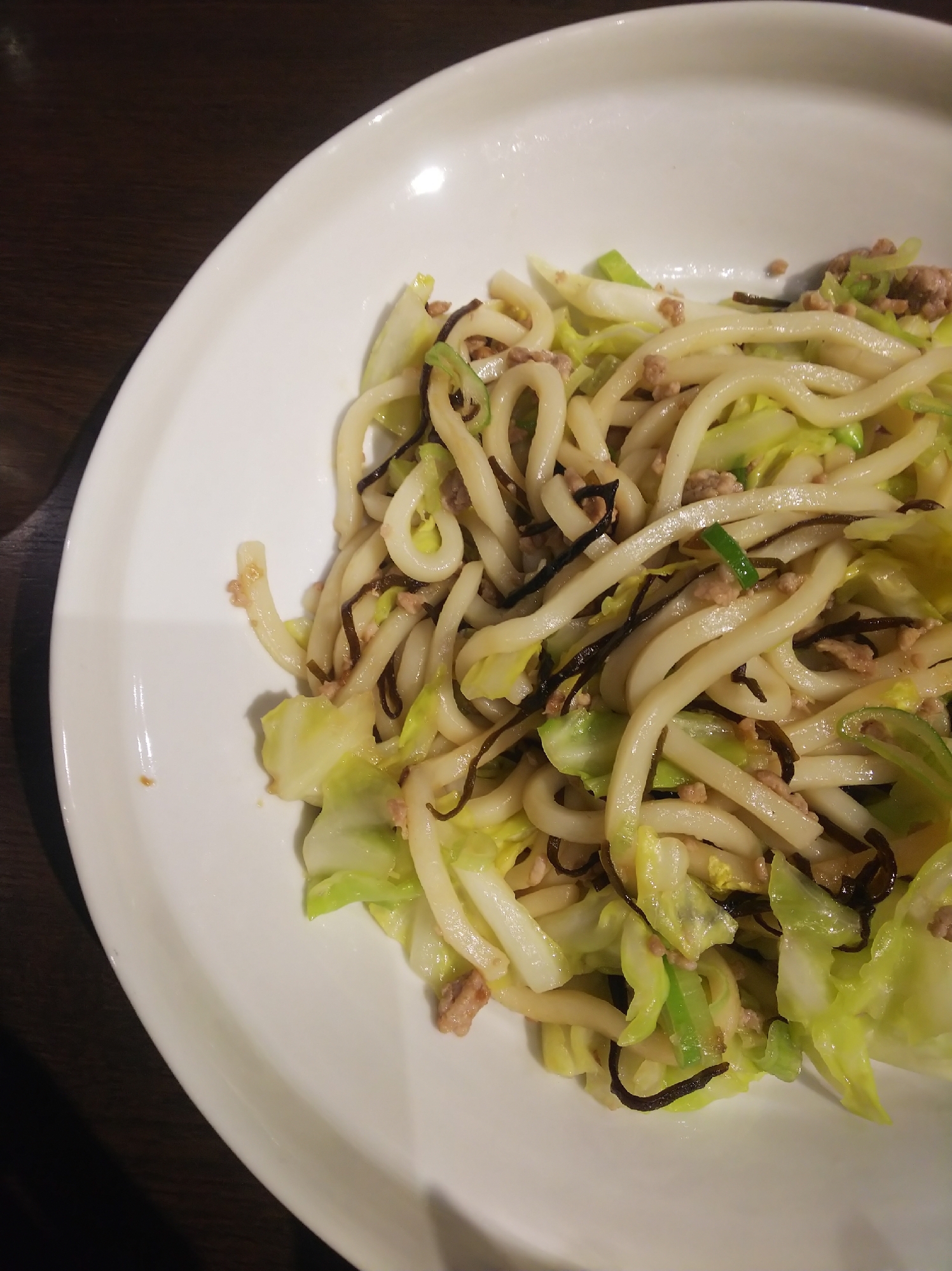 塩こぶ焼きうどん