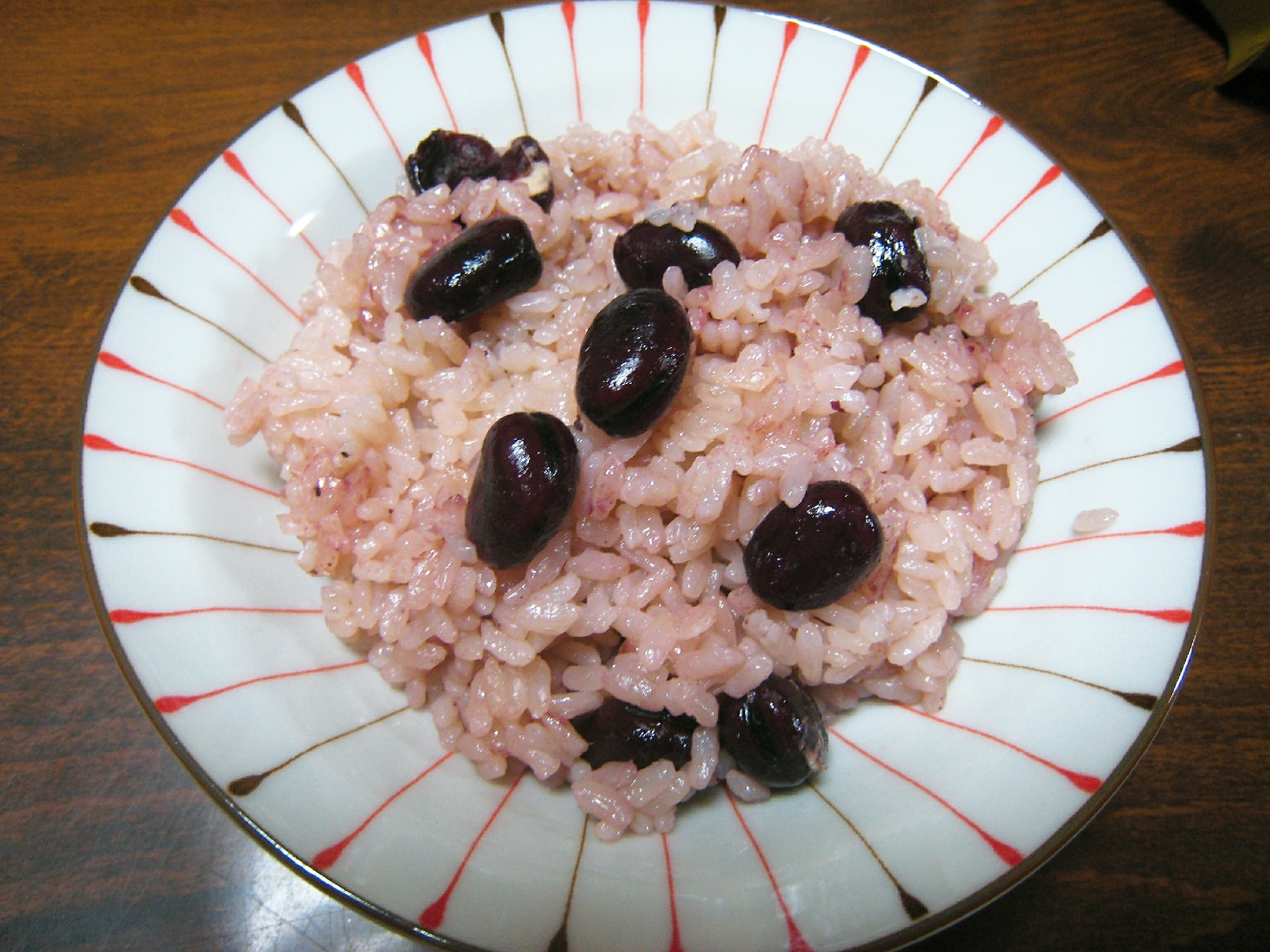 甘い赤空豆ご飯