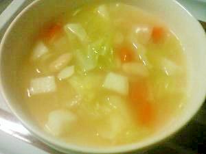 豆を煮た後の煮汁で野菜たっぷりスープ