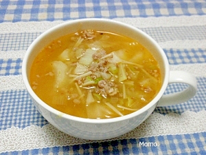 豚ひき肉と白菜の酸辣湯