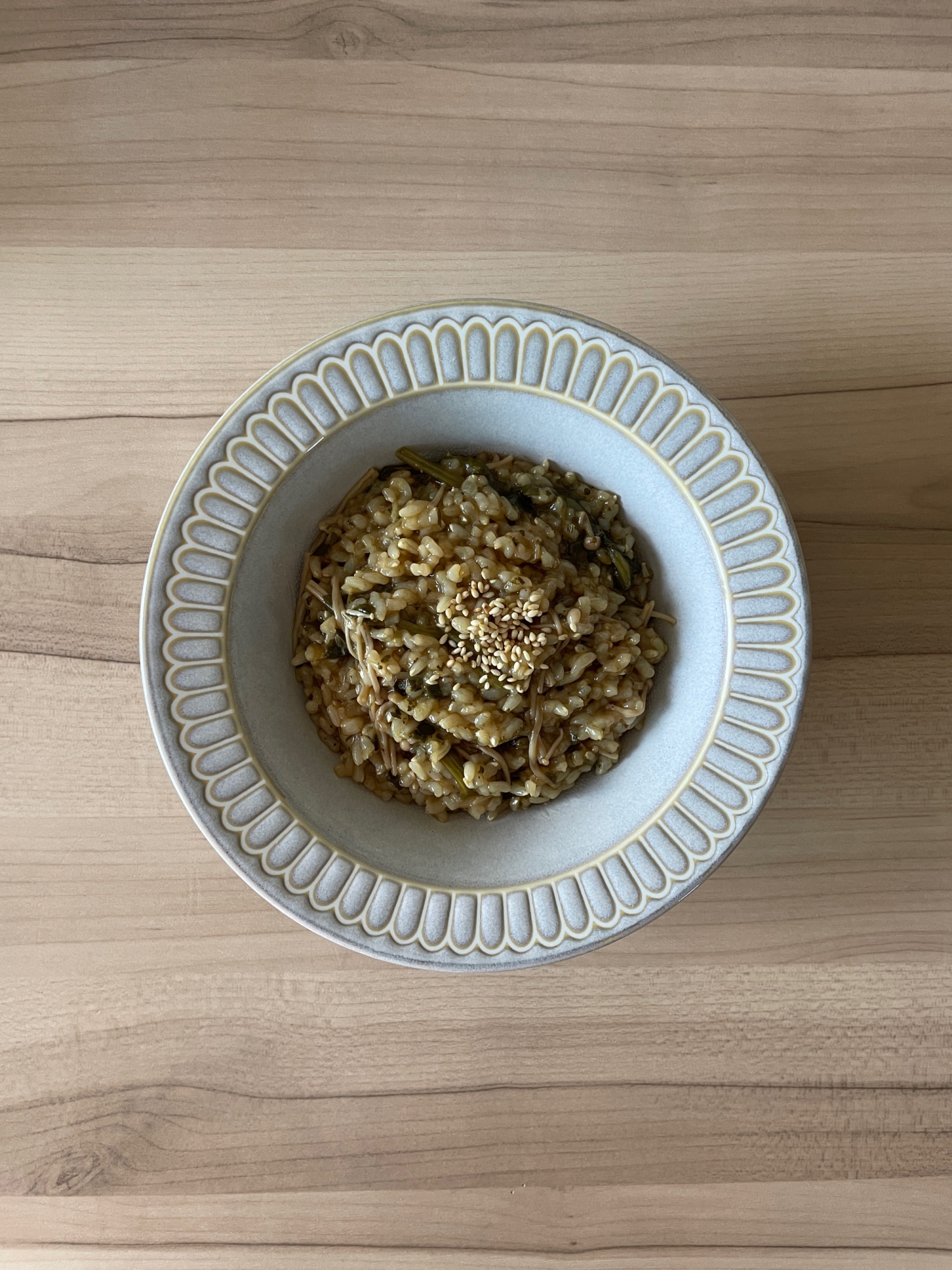 ほうれん草とえのき茸の伊勢茶玄米ご飯