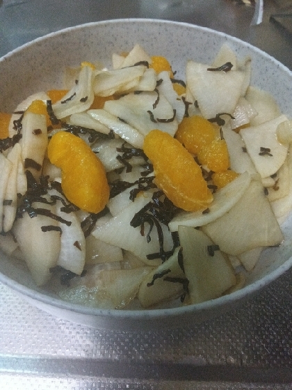 大根と柑橘の塩昆布和え✧˖°