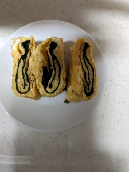 卵１個で作る❗️ふんわり玉子焼きin 韓国海苔入り