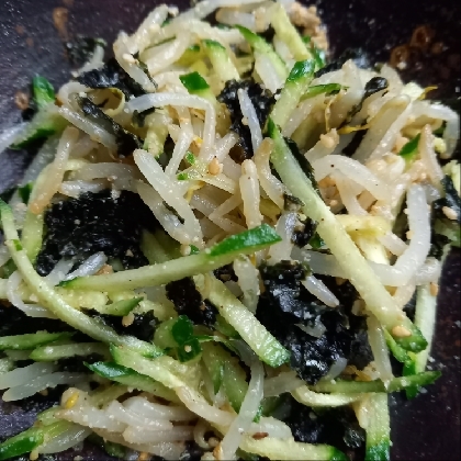 風味最高♡レンジ♡もやしときゅうりの海苔ごまナムル