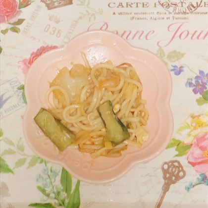 水菜たっぷり☆水菜と豚肉の焼きうどん