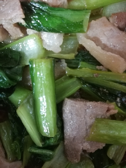 小松菜と豚バラ肉のオイスター炒め