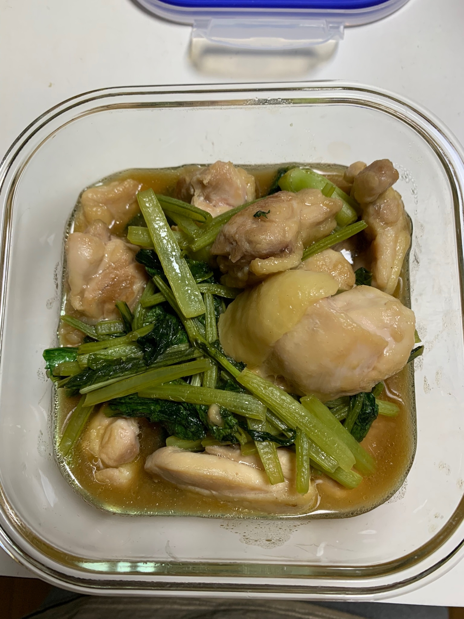 鶏肉と小松菜のポン酢炒め