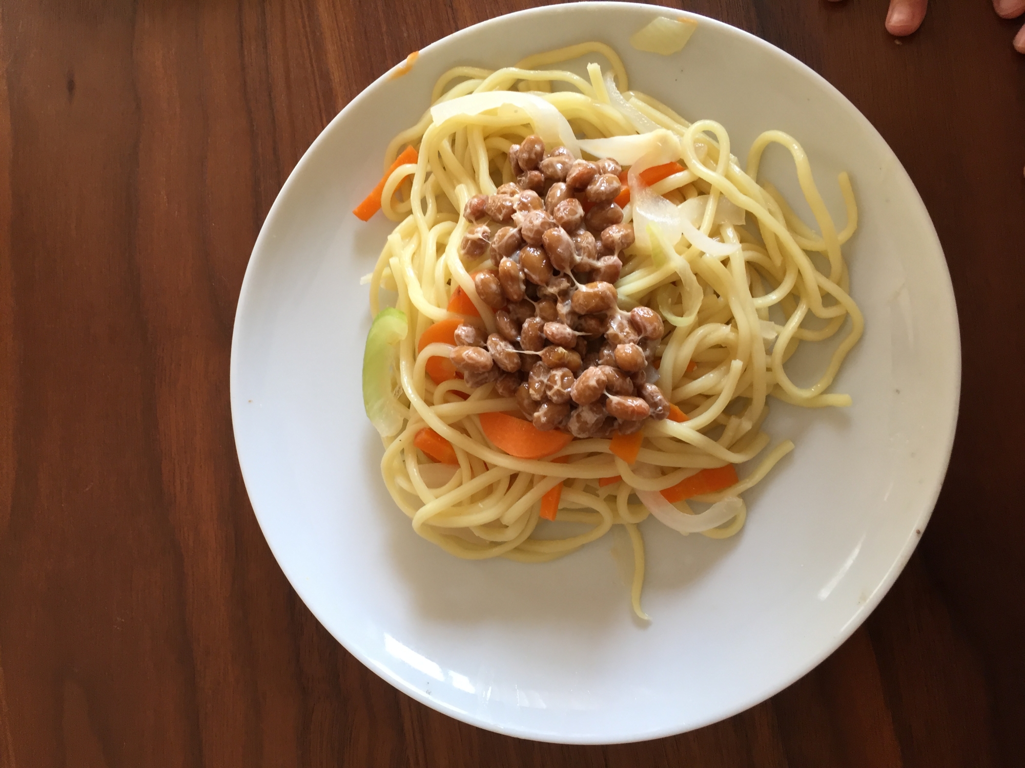 即席！納豆のせ野菜焼きそば！