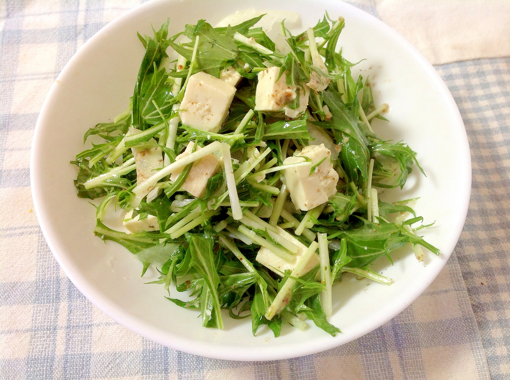 たっぷり♪水菜と豆腐のサラダ(*^◯^*)