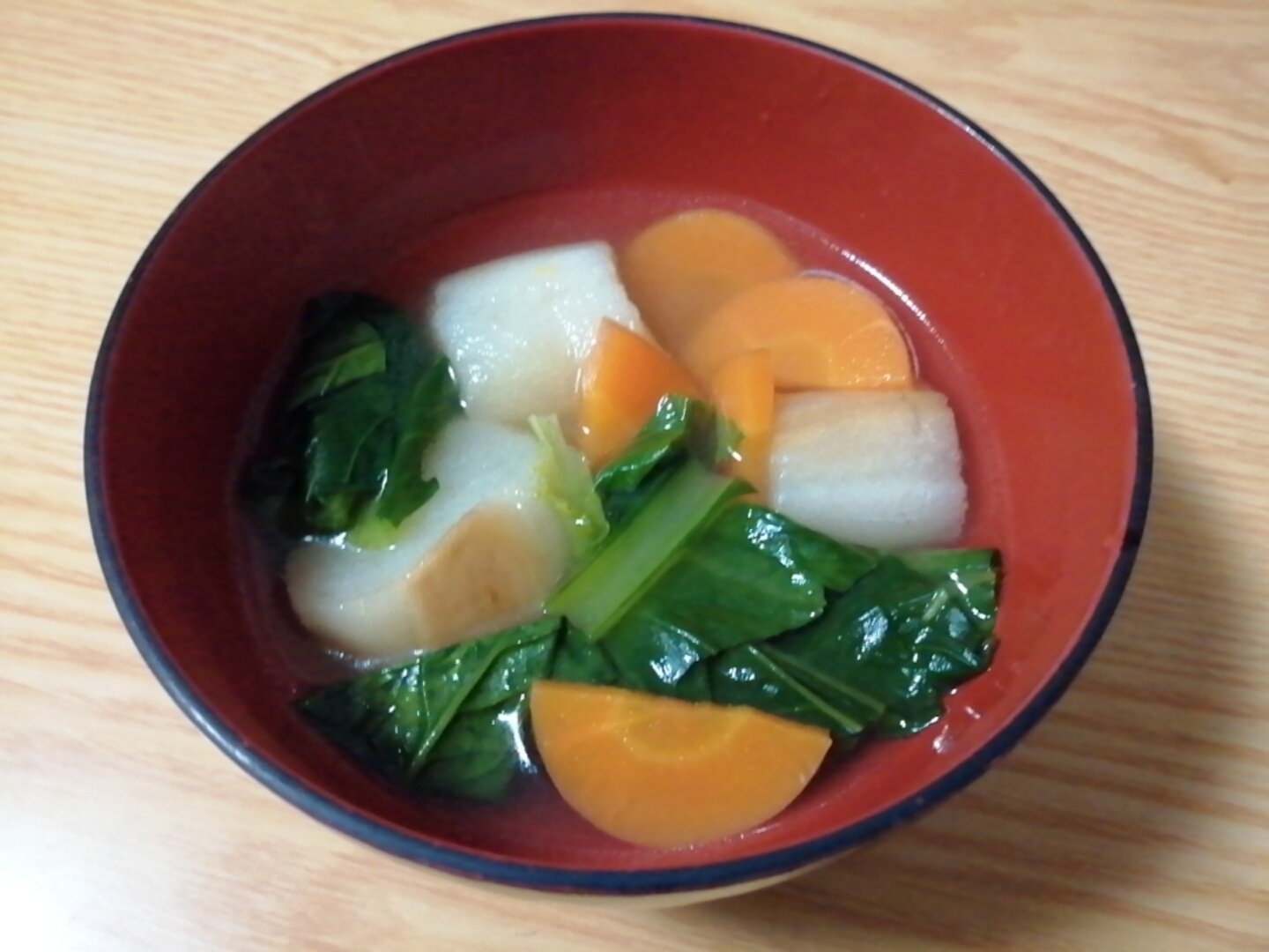 人参と小松菜と麩の中華スープ