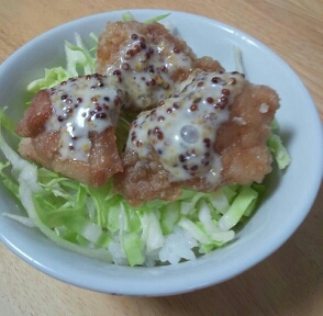 ミニ唐揚げ丼☆マスタードソース！