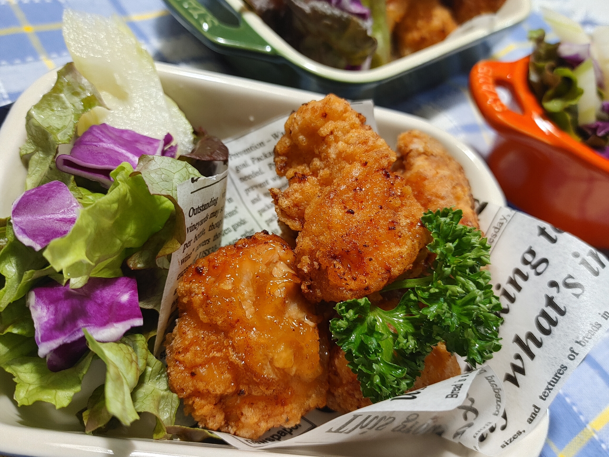 ストウブDe〜鶏胸肉の醤油唐揚げ