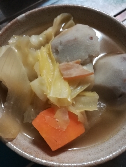 大根の葉と根菜の中華スープ