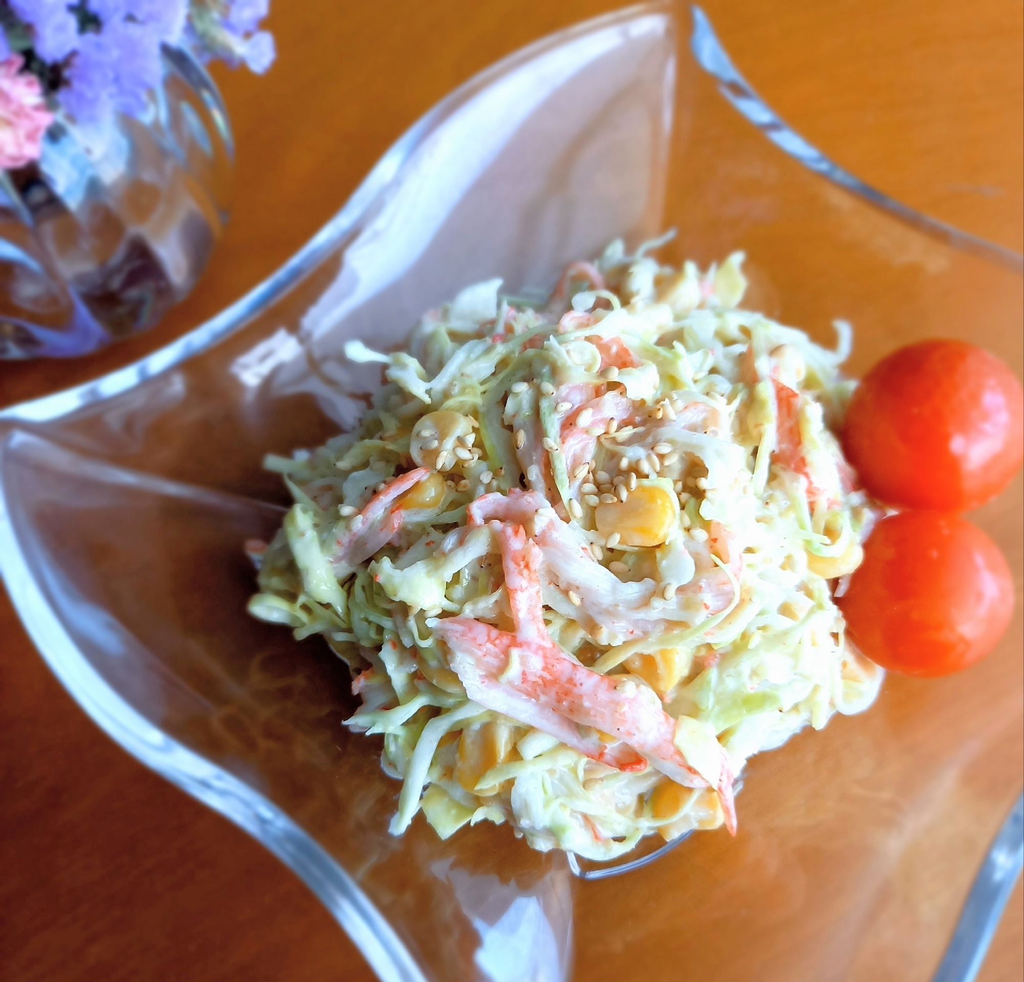 風味豊かᕷキャベツとカニカマの味噌マヨサラダꕤ୭*