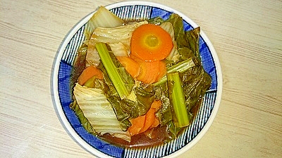 白菜・人参・野沢菜の味噌ポン煮