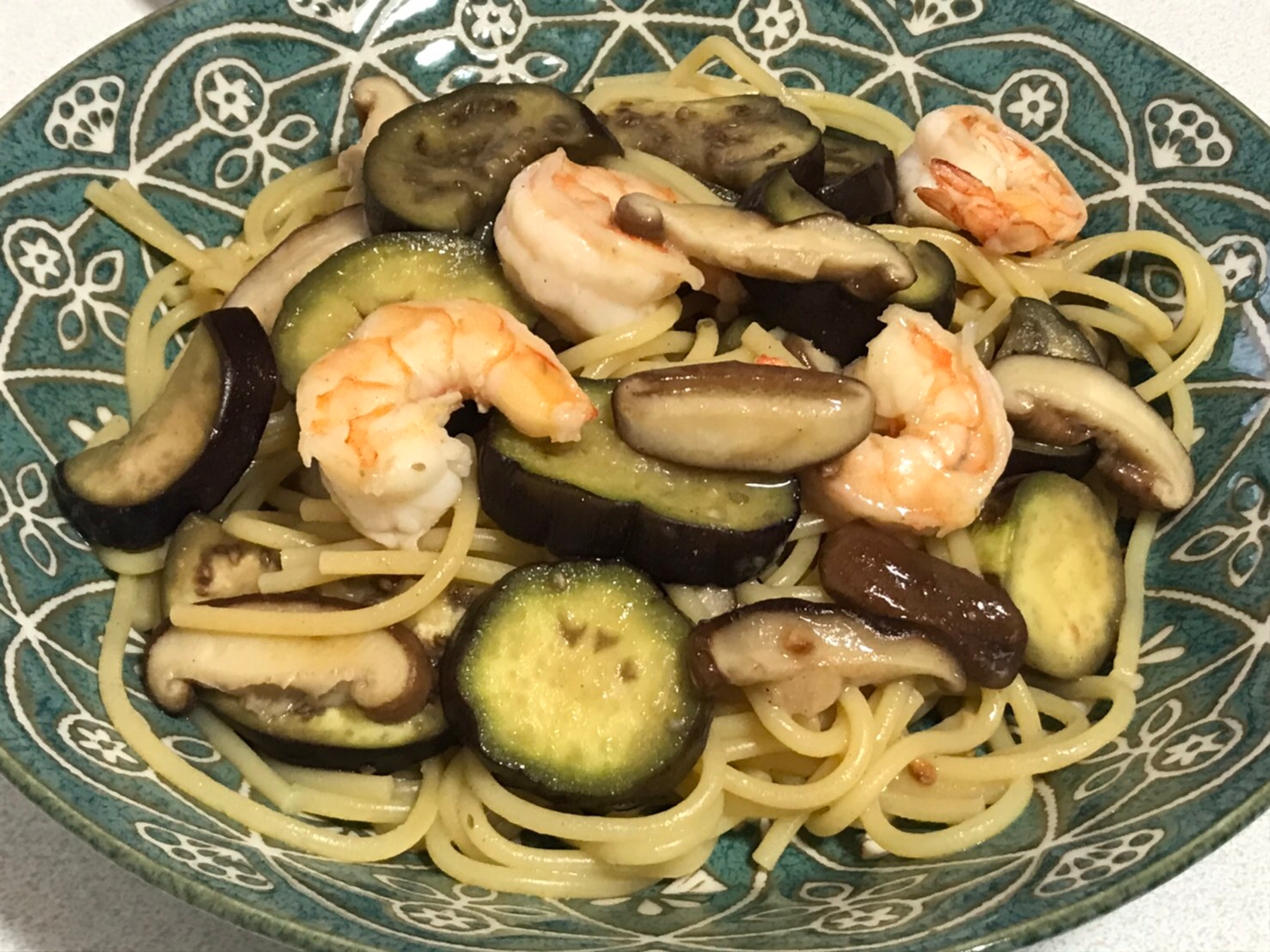 エビとなすのバター醤油パスタ