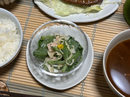 家族がちょっこし太り気味でマヨ少なめですが缶ツナのコクとお醤油でこんなかさかさの見てくれですがおいしくいただきました。アイスプラントの足し算レ嬉しいですゴチソ様