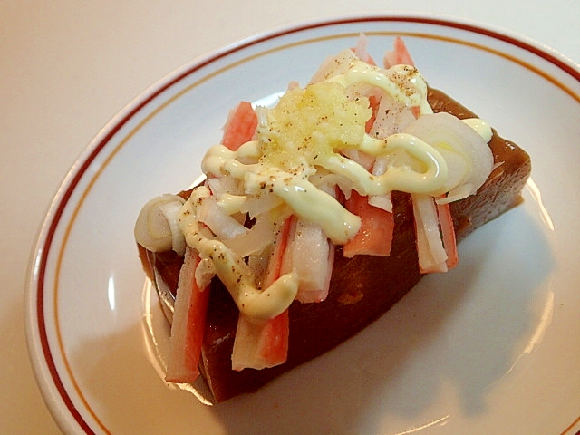 花椒塩/マヨで　かにかまと葱と生姜の胡麻豆腐