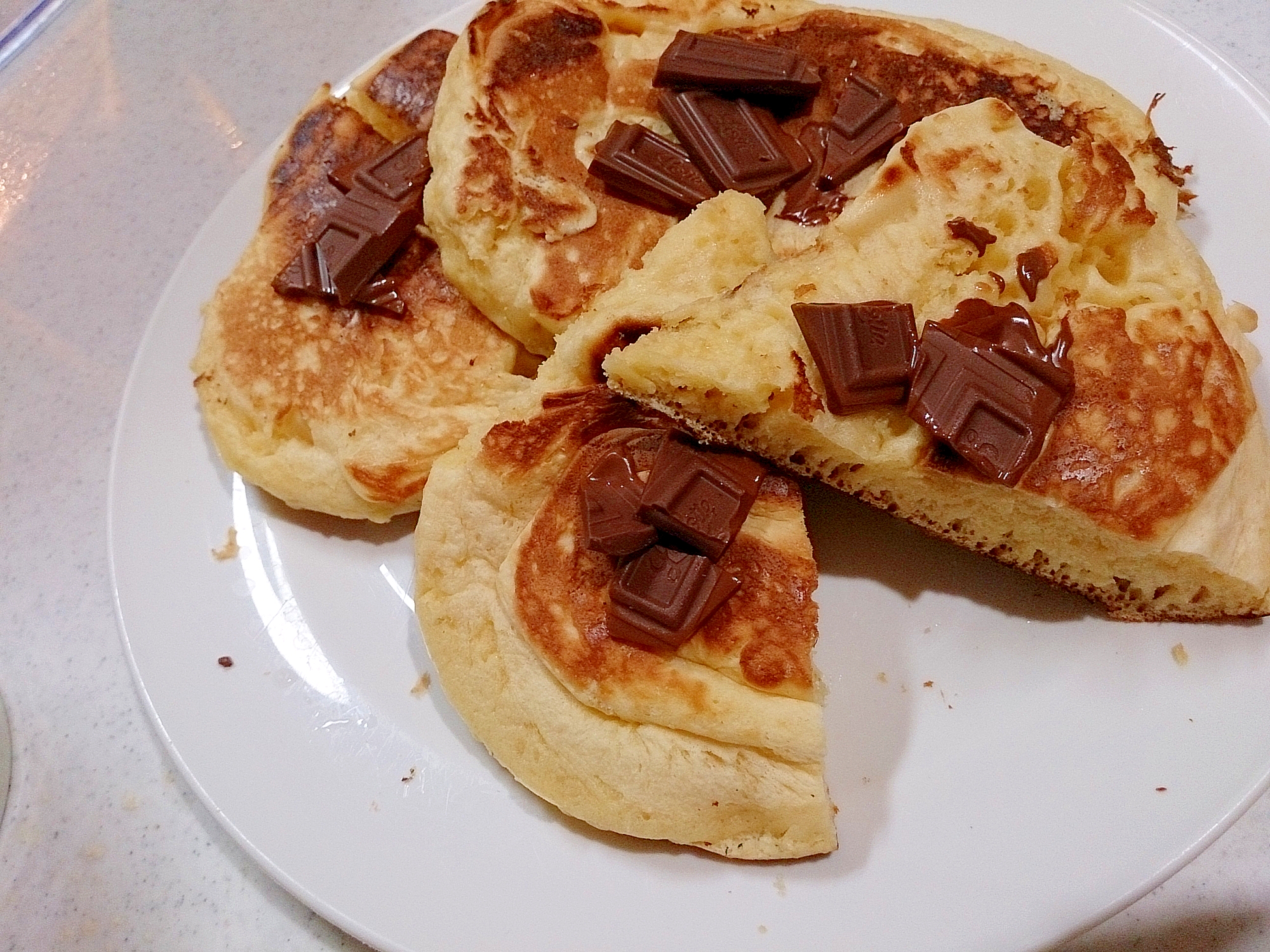 板チョコのせでとろ りチョコレートホットケーキ レシピ 作り方 By Hideok8 楽天レシピ