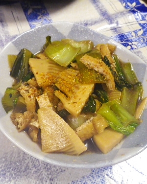 チンゲン菜竹の子の簡単炒め煮