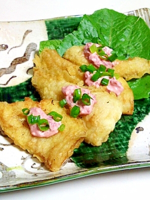 梅マヨネーズで食べる　《白身魚の天ぷら》