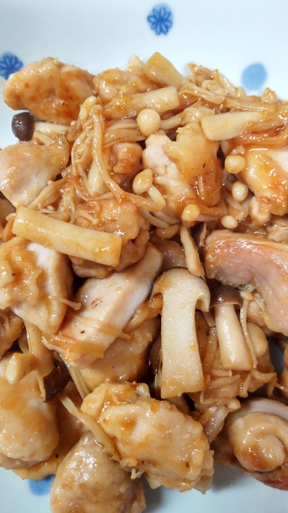 鶏肉ときのこの焼き肉のたれ炒め