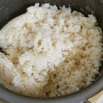 長時間浸水させてもパサつきがとっても気になっていた玄米ごはん…レシピでもっちり炊き上がりました♪ありがとうございます～★