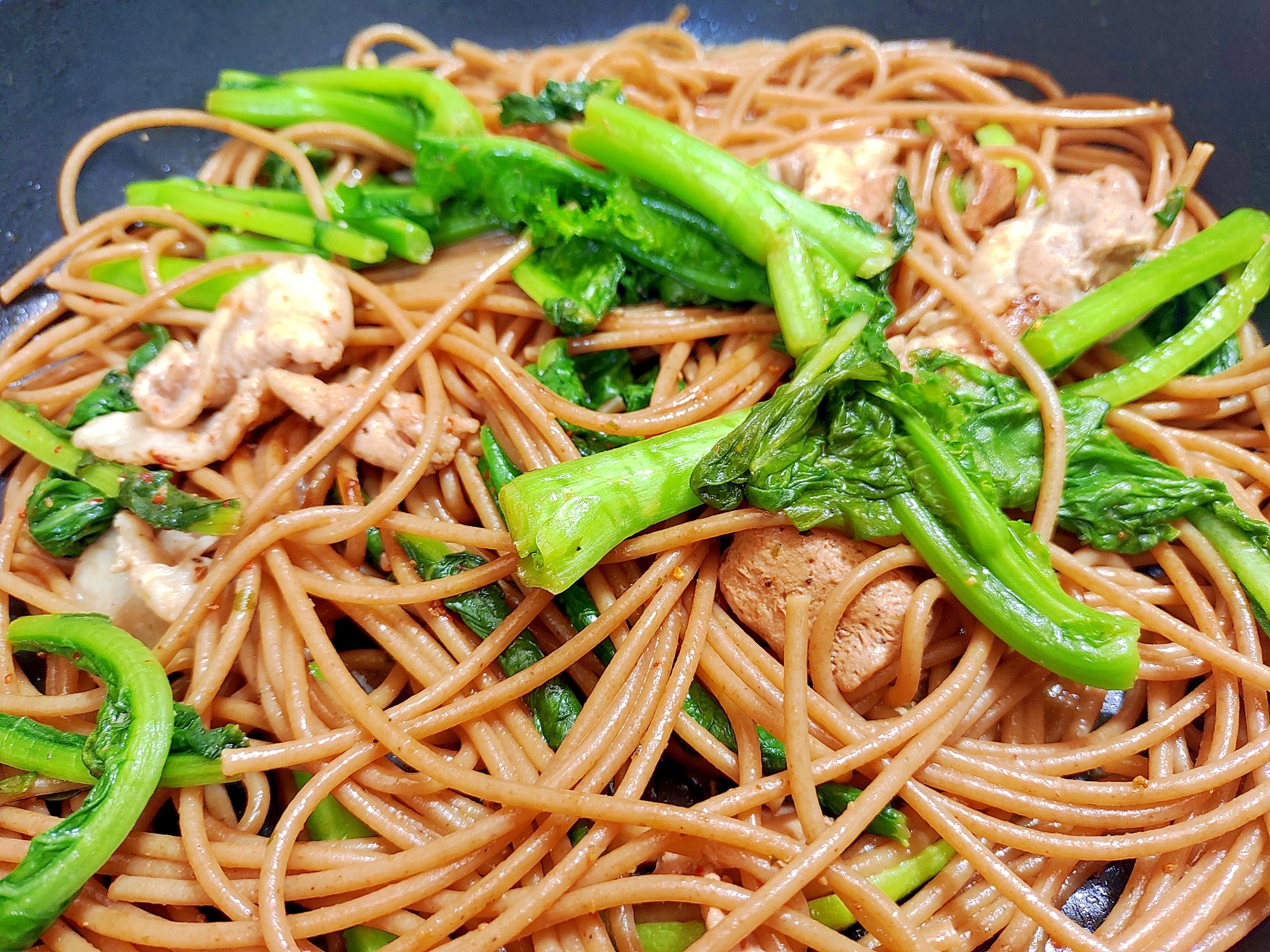 おり菜と豚肉の和風パスタ