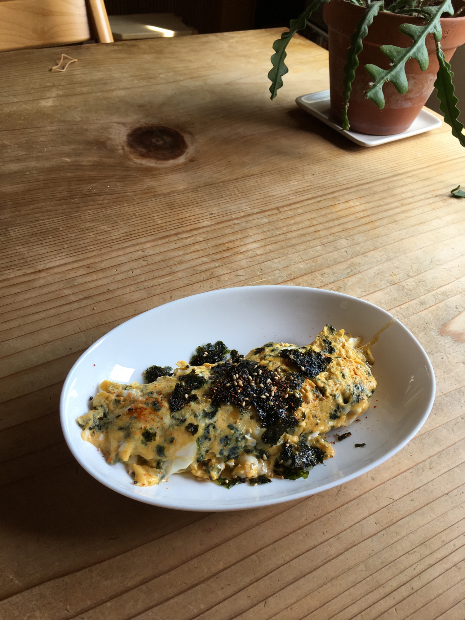 見た目も盛りもり、もみ海苔卵焼き！