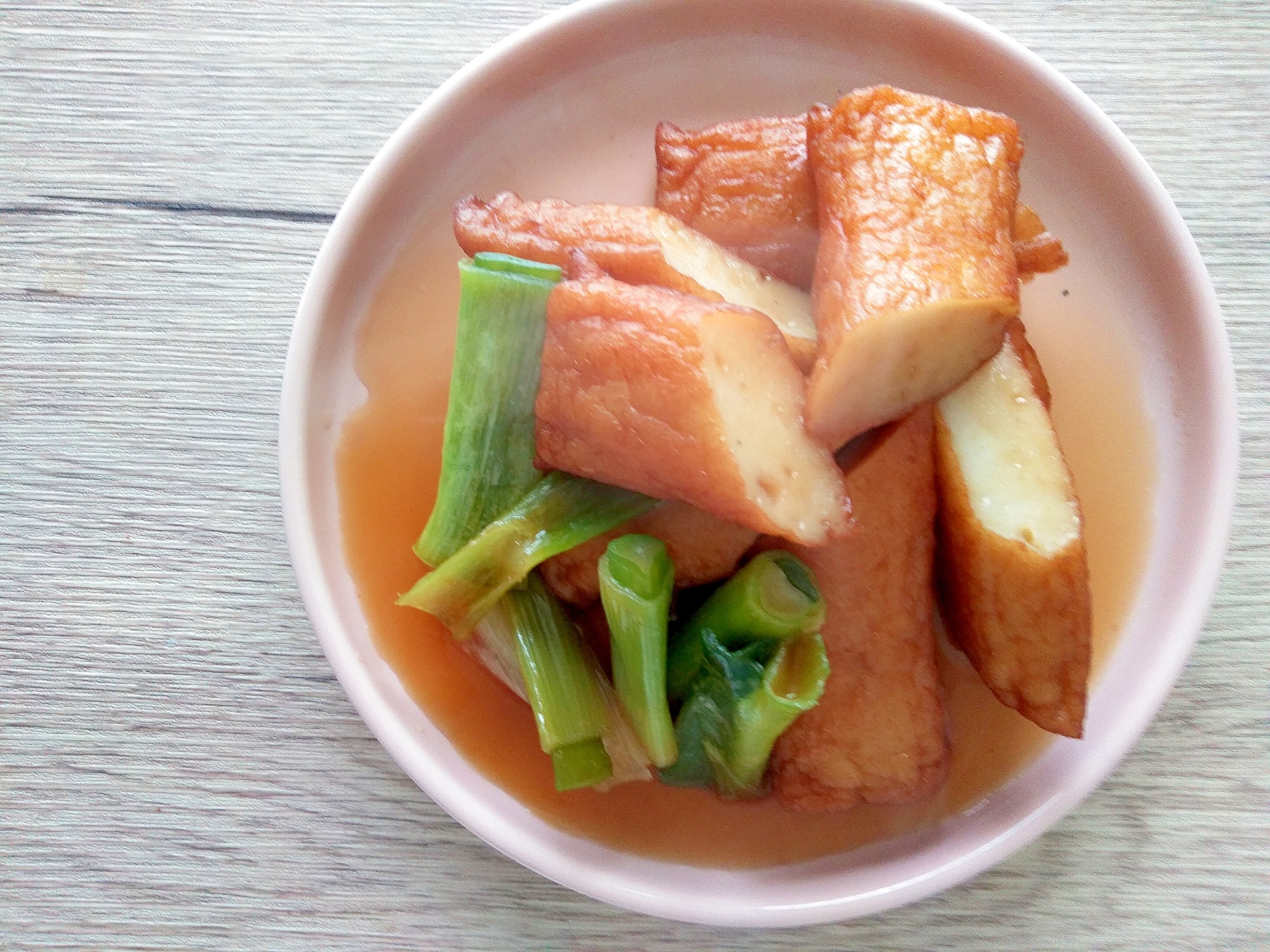 素朴!長ねぎとさつま揚げの煮物