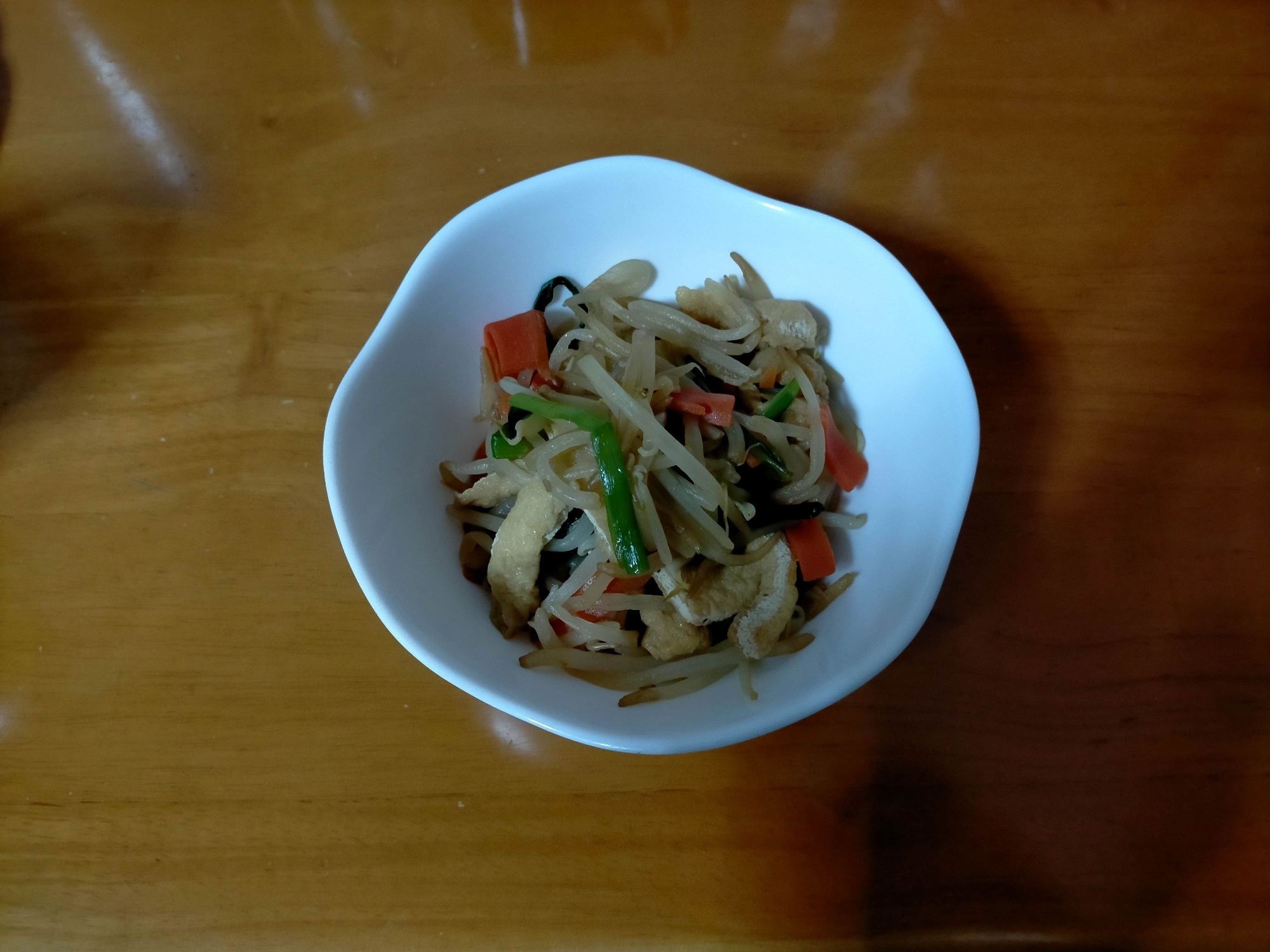 もやしミックスと油揚げ炒め