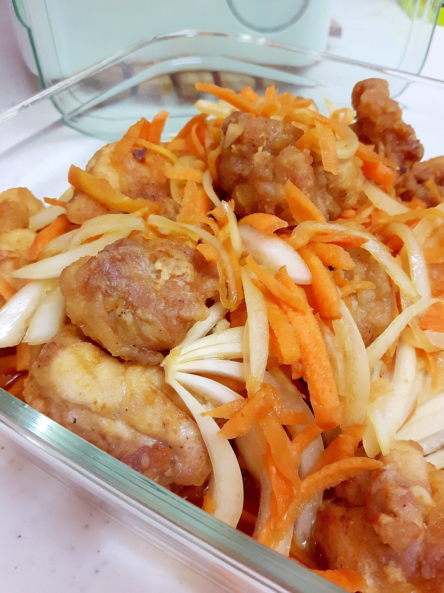 鶏唐揚げの南蛮酢 With人参 玉ねぎ レシピ 作り方 By Acchan66 楽天レシピ 鶏唐揚げの南蛮酢 With人参 玉ねぎ レシピ 作り方 By Acchan66 楽天レシピ