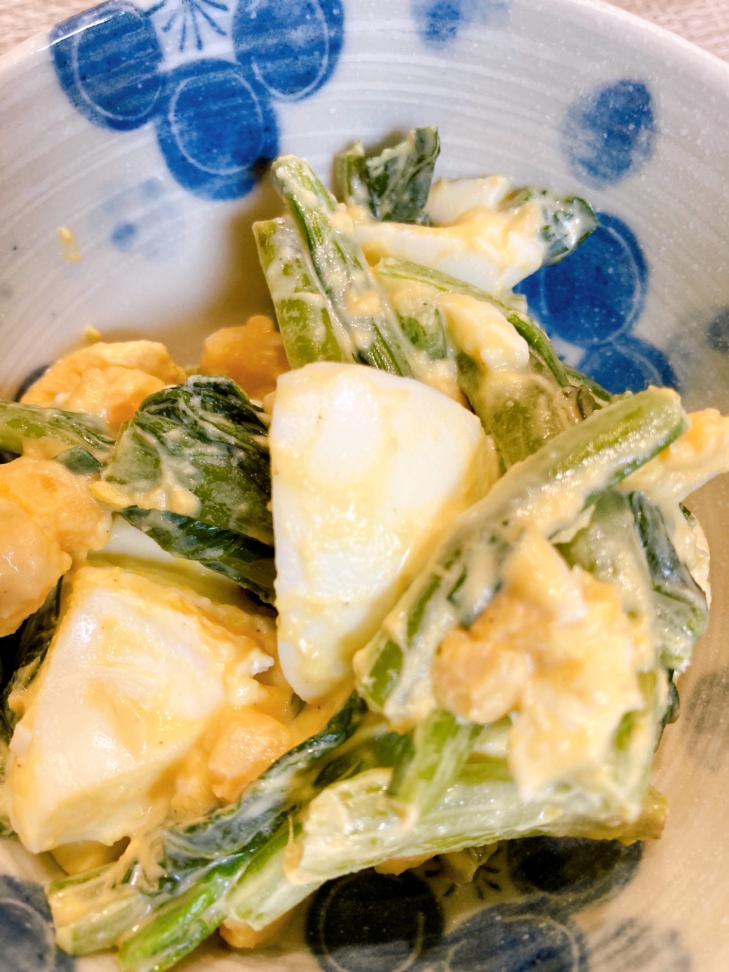 小松菜とゆで卵のマヨネーズサラダ♡
