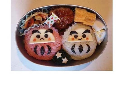 ☆簡単キャラ弁♪必勝!!紅白だるま弁当☆