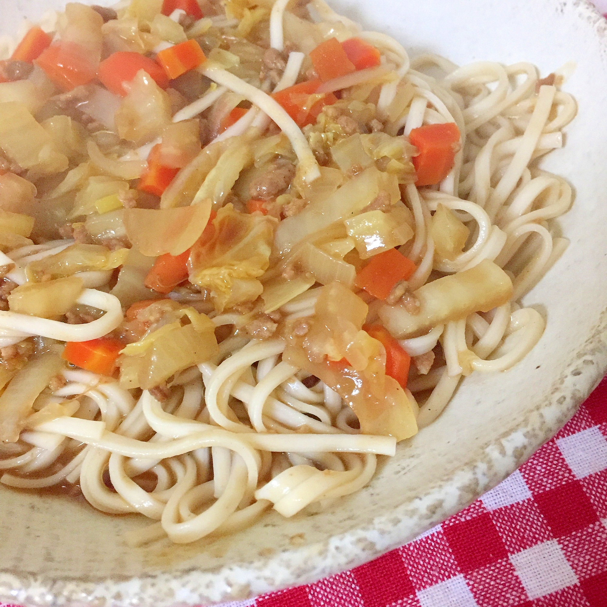 乾麺で！カレーのせうどん☆