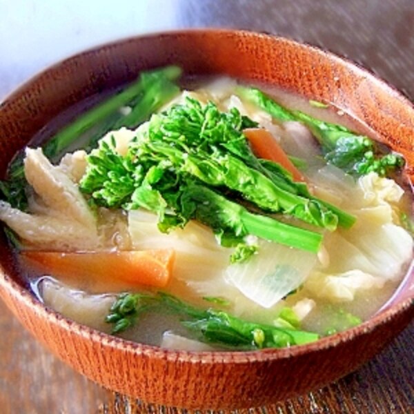 ほろ苦が決め手 菜の花入り5品目のお味噌汁 レシピ 作り方 By カムトフニャンフニャン 楽天レシピ ほろ苦が決め手 菜の花入り5品目のお味噌汁 レシピ 作り方 By カムトフニャンフニャン 楽天レシピ