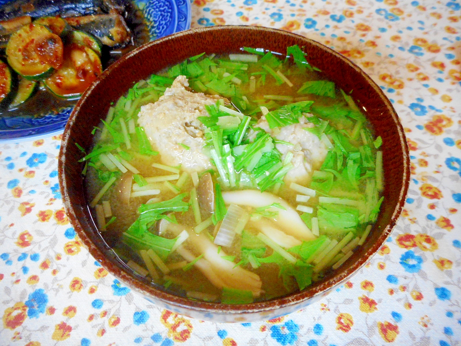 アジのつみれと水菜の味噌汁 レシピ 作り方 By Mococo05 楽天レシピ