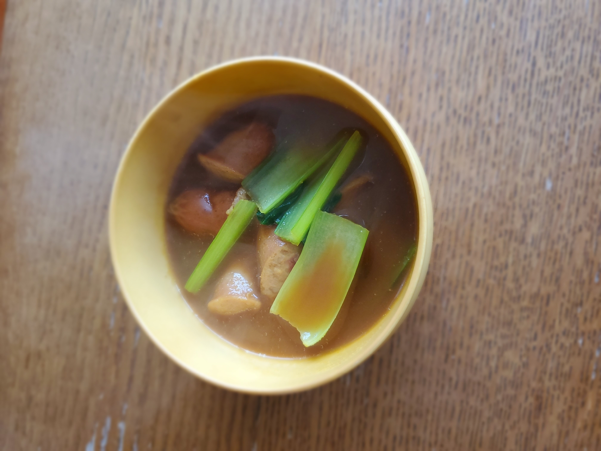 小松菜とウインナーのカレースープ
