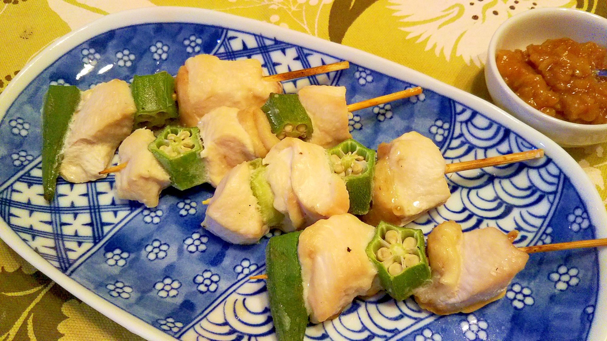 鶏むね・ｵｸﾗの串焼き