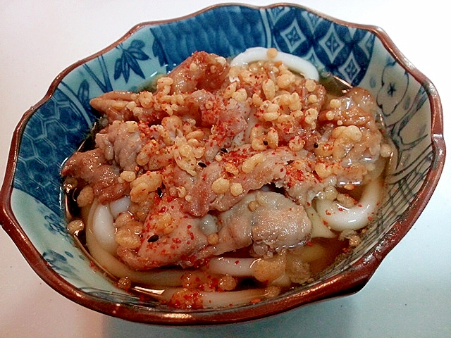 豚肉と天かすの半饂飩（温）