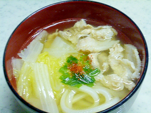 冷凍うどんで簡単♪白菜と豚肉のあったかうどん