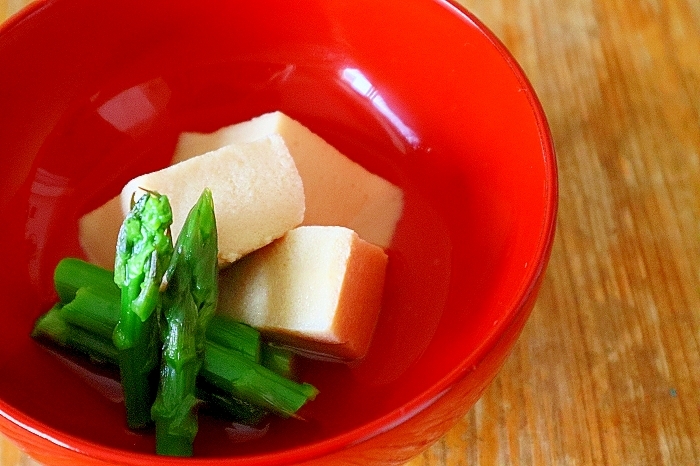 高野豆腐とアスパラの煮もの