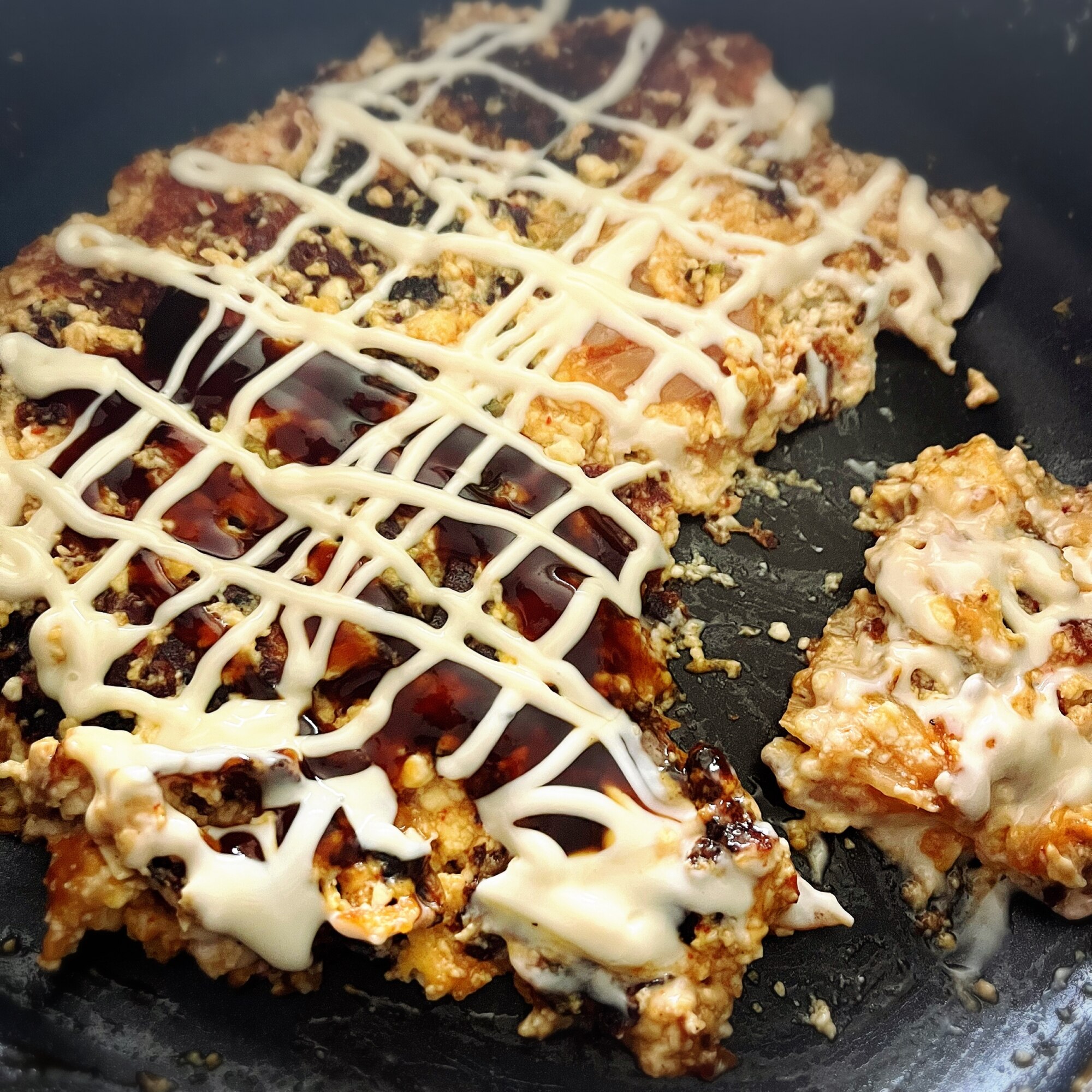 フライパンで！豆腐とキムチでズボラもんじゃ焼き レシピ