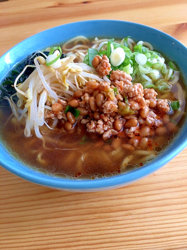 満腹☆納豆肉味噌もやしラーメン