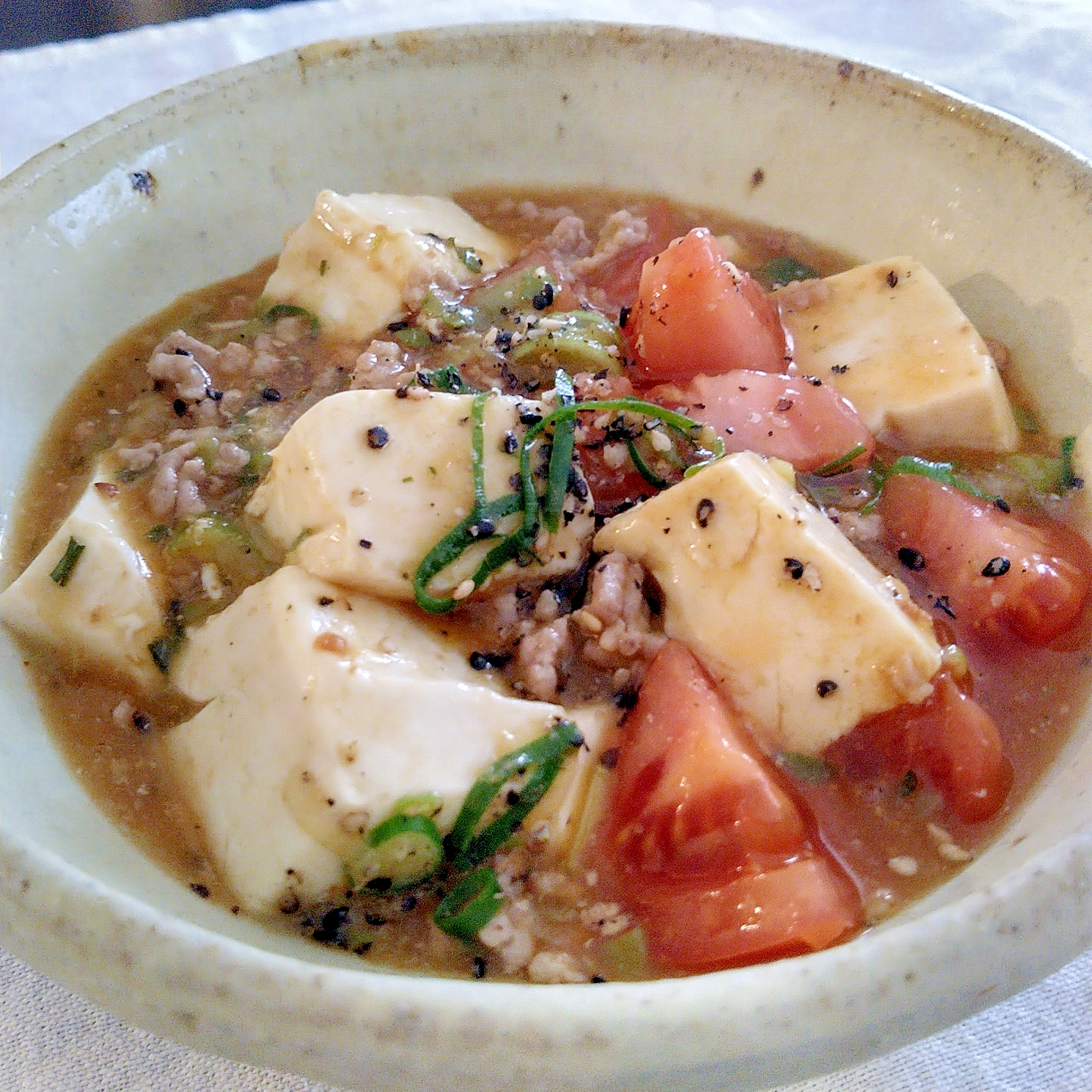 トマト麻婆豆腐（丸美屋の素使用）
