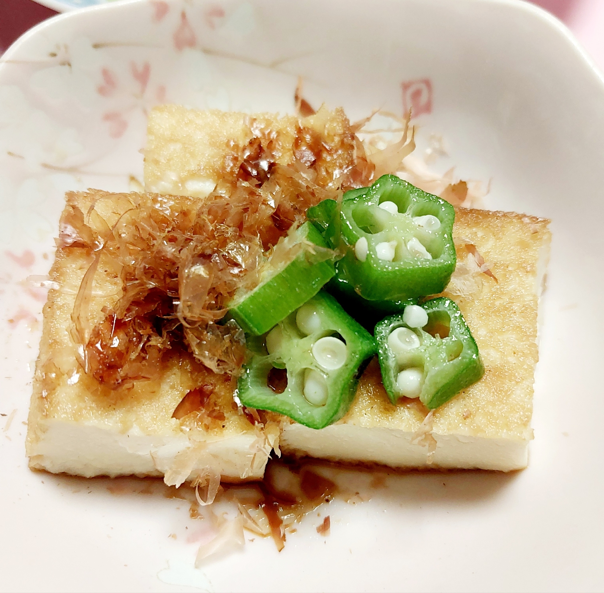 オクラのせ厚揚げステーキ