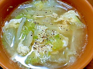 レタスと玉ねぎのかき玉コンソメスープ